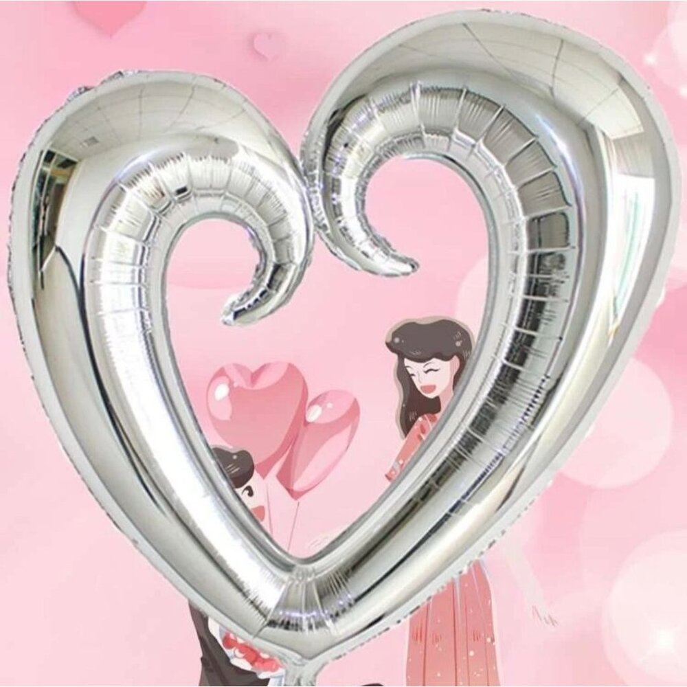 Valentine's day 1 pc heart shaped foil balloon silver color‎